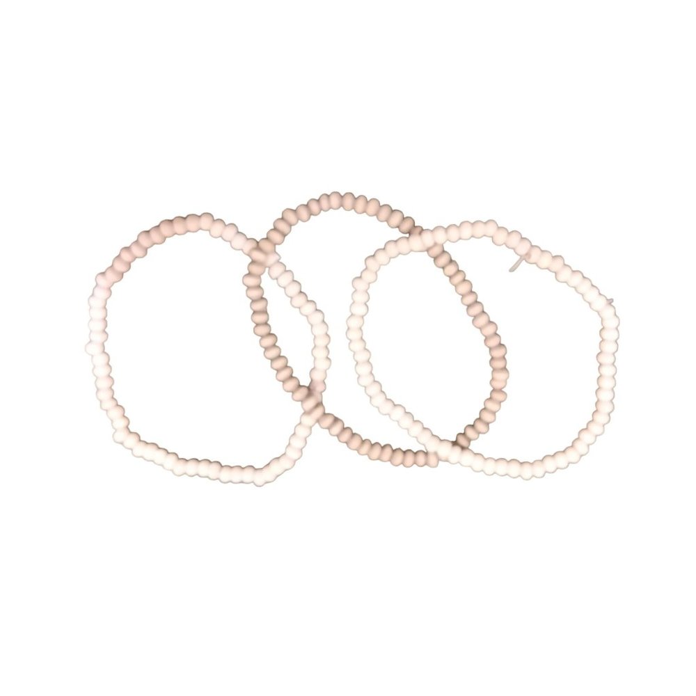 Natural Wood Bead Bracelets 7 inch Beige Brown Vintage Set Friendship